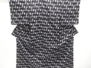 アンティーク　木綿本場久留米絣　幾何学模様単衣着物